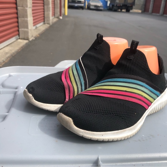 Skechers 13112 Ultra Flex Brightful Day Women’s Black Rainbow Sneakers Size 9 - Picture 3 of 11